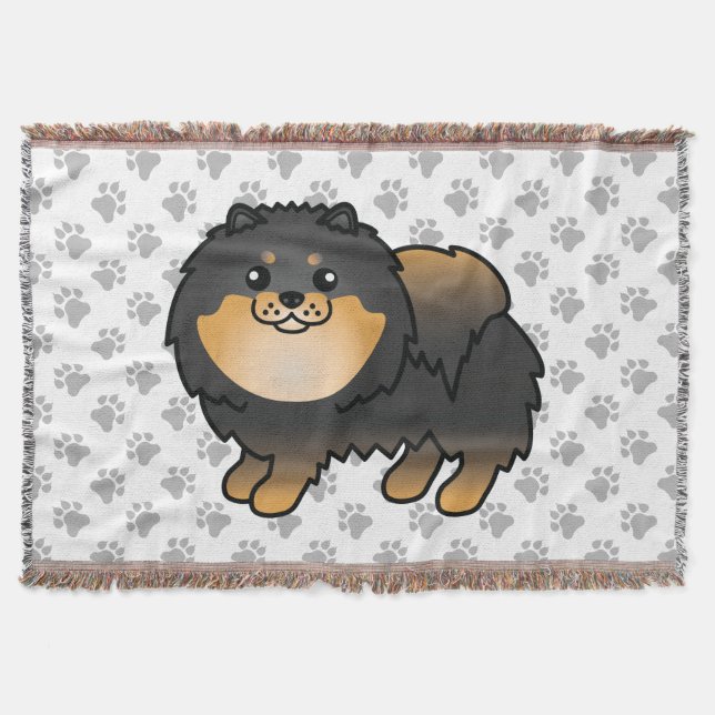 Couverture Pomeranian noir et feu Chien de dessin animé migno (Devant)