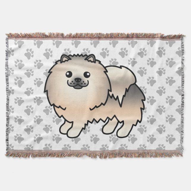 Couverture Pomeranian Sable Crème Chien de Dessin Animé Migno (Devant)