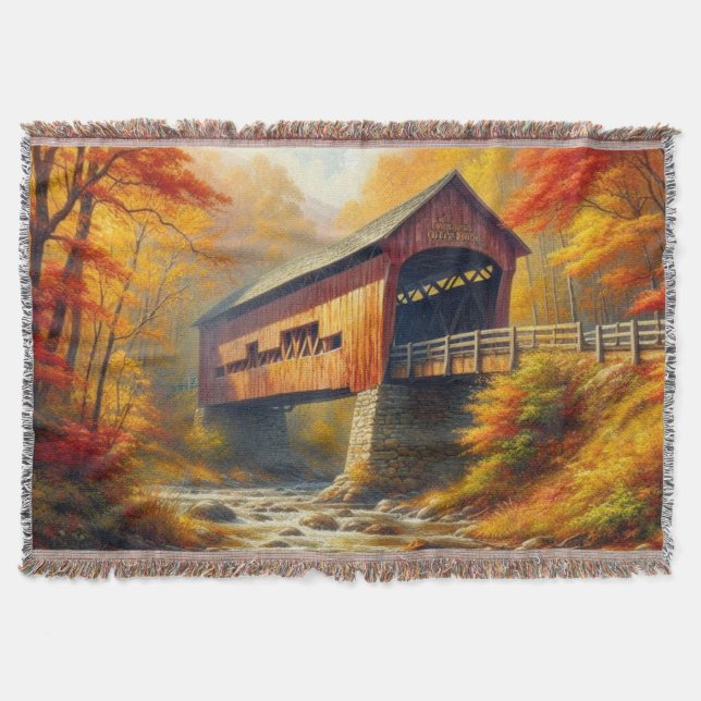 Couverture pont couvert d'automne classique (Devant)