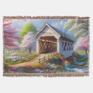 Couverture Pont fleuri/ressort coloré et rivière