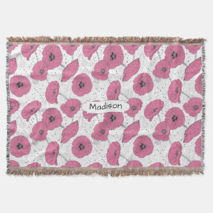 Couverture Poppy Flower Motif nom personnalisé jeter couvertu
