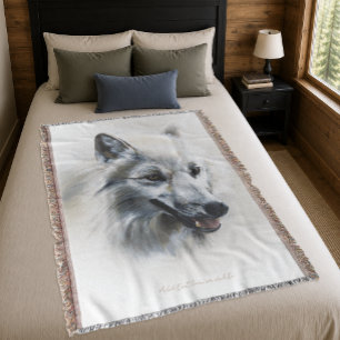 Couverture Portrait de Loup Blanc Majestueux Réaliste Douce