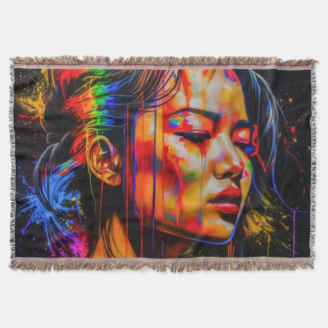 Couverture Portrait Neon Vibrant - Art Expressionniste Abstra (Devant)