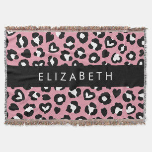 Couverture Poster de animal, Léopard Rose, Coeurs, Votre Nom