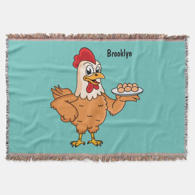 Couverture Poulet avec des œufs sur une assiette de dessin an (Devant)
