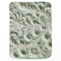 Blanc Damask Floral Pattern Vert doux Arrière - pl