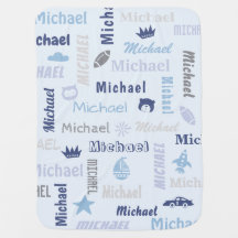 Bleu personnalisation nom bébé garçon Baby Blanket