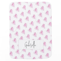 Coeurs roses Aquarelle Motif Amour Nouveau nom béb