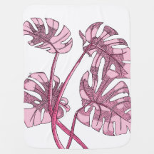 Couverture bébé Monstera rose