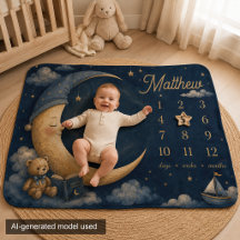 Couverture de jalons bébé Lune et Étoiles