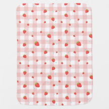 Couverture En vichy bébé fraise