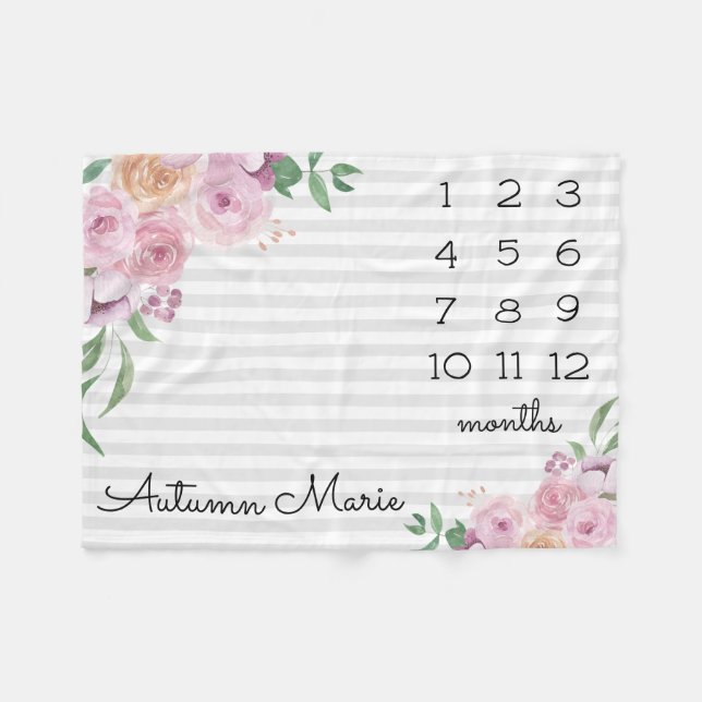 Couverture pour bébé en pierre de taille florale (Devant (Horizontal))