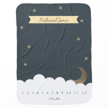 Gold Crescent Moon & Stars Marine Blue Milestone B