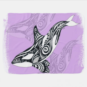 Couverture Pour Bébé Griffonnage rose tribal balayé par baleine d'orque