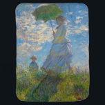 Couverture Pour Bébé La femme de Monet avec parasol<br><div class="desc">Une femme au parasol a été peinte par le peintre impressionniste Claude Monet en 1875. Le tableau est de Madame Monet et de son fils. Ce chef-d'oeuvre classique est rempli de lumière et de douceur dans les tons pastel et lumineux de bleu et vert.</div>