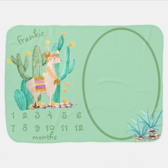 Couverture Pour Bebe Lama Et Cactus Etape Importante Mensuelle Zazzle Fr