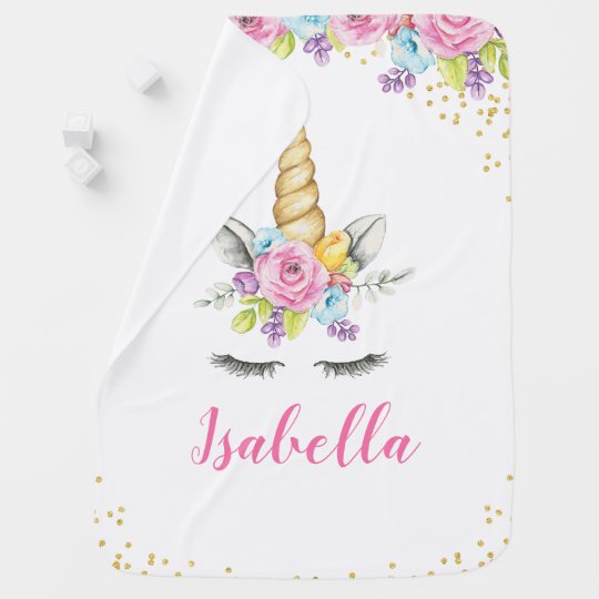 Couverture Pour Bebe Licorne Florale D Aquarelle Personnalisee Zazzle Fr