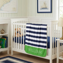 Monogramme Rayures Vertes et Bleu Marine | Couleur