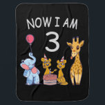 Couverture Pour Bébé Now I le 3e jour du Birthday<br><div class="desc">Joyeux anniversaire. Funny and lovely Kids Birthday design with a cute Elephant,  two ferrets and a girafe celebrating your birthday at the zoo.</div>