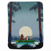 Ours et Fox kayaking sur une rivière sauvage de