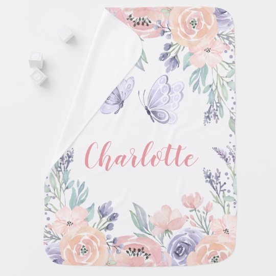 Couverture Pour Bebe Papillon Floral Rose Pourpre Personnalise Fille Zazzle Fr Couverture Pour Bebe Papillon Floral Rose Pourpre Personnalise Fille Zazzle Fr