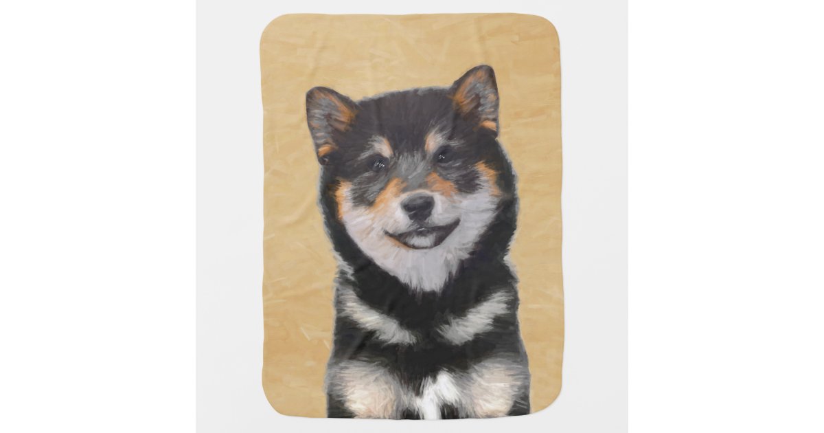 Couverture Pour Bebe Peinture De Shiba Inu Noir Et Tan Art De Chien Zazzle Fr