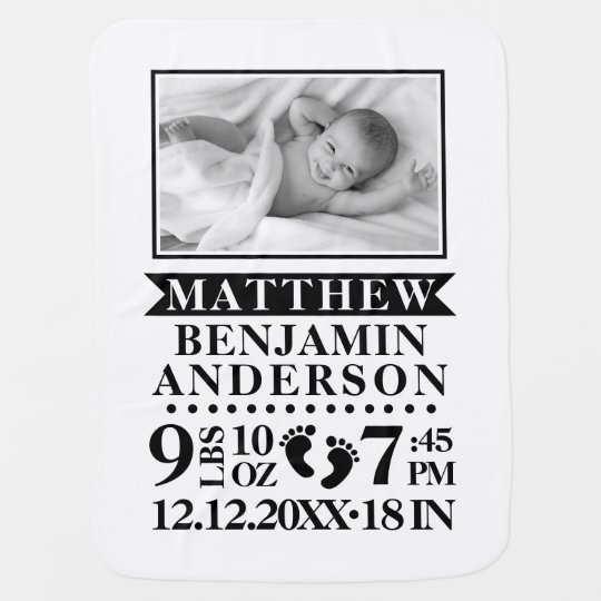 Couverture Pour Bebe Photo Blanche Noire Personnalisee De Stat De Zazzle Fr