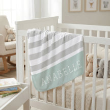 Rayures grises et menthe Monogramme | Couleurs mod
