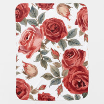 Roses Rouges Aquarelle Florale Botanique Peinte