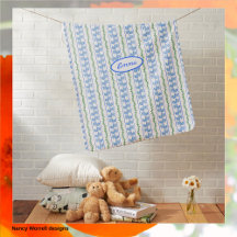 Scandi Bleu Nordique Oiseaux Fleurs Jaunes Rouges 