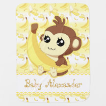 Singe mignon de Kawaii tenant la banane