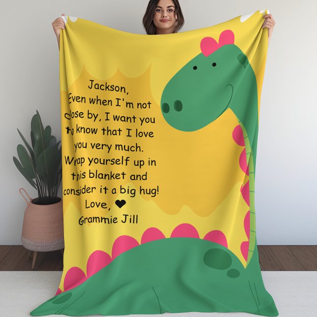 Couverture pour enfants Dinosaur mignonne avec mes (Cute Dinosaur Kids Blanket with Custom Message)