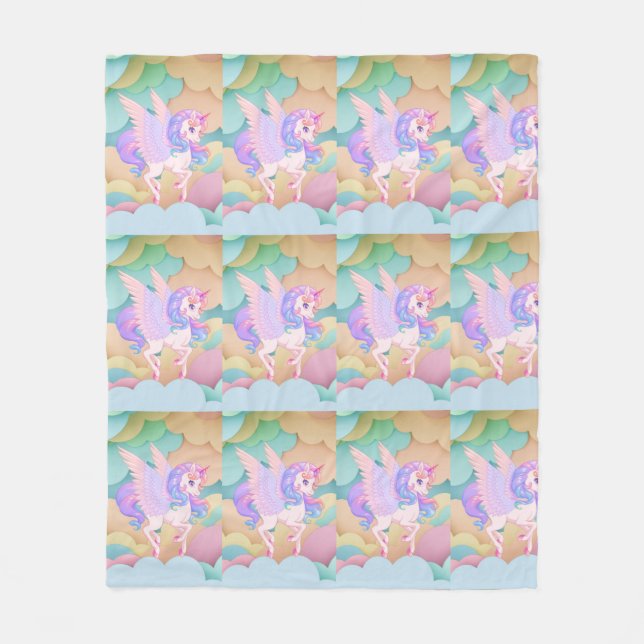 Couverture pour filles unicorn personnalisable (Devant)