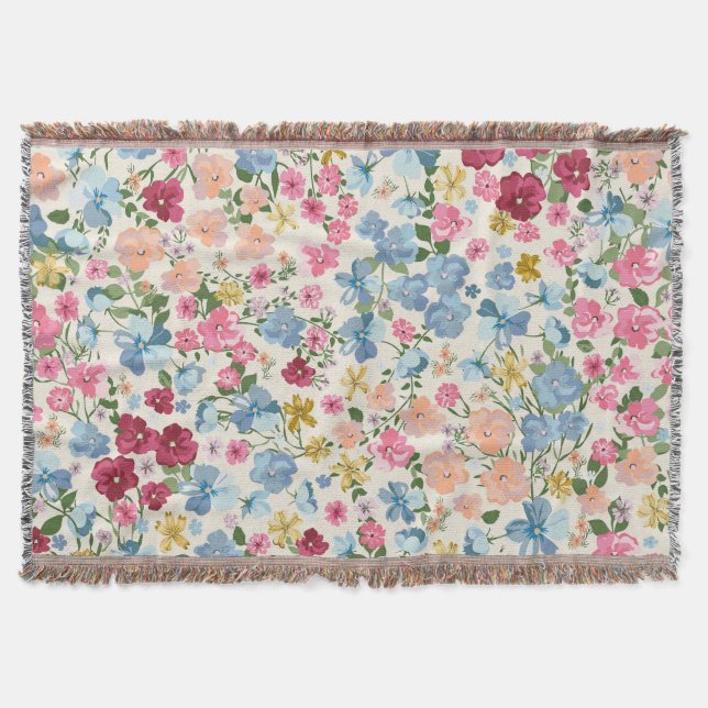Couverture pré du milieu de l'été, motif plante en fleurs. (Devant)