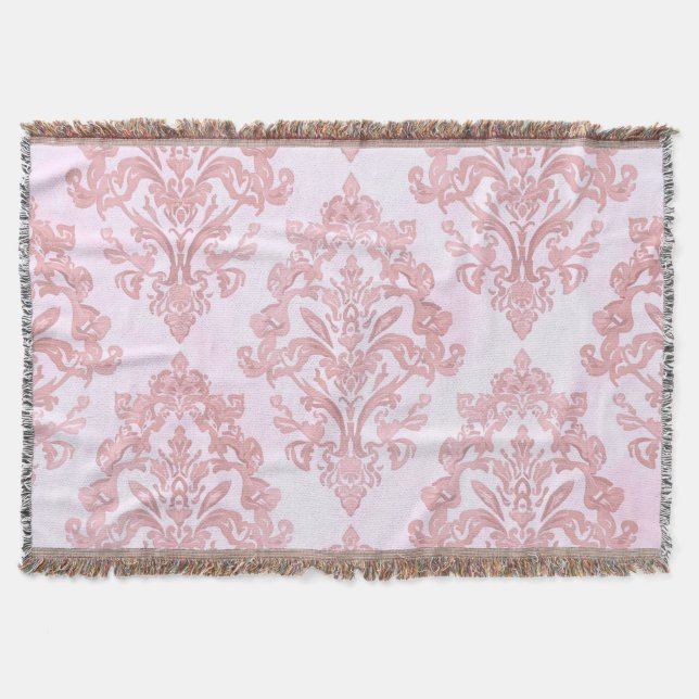 Couverture Pretty in Pink Victorian Damask Watercolor Pattern (Devant)