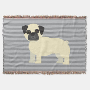 Couverture Pug Gris Ligné