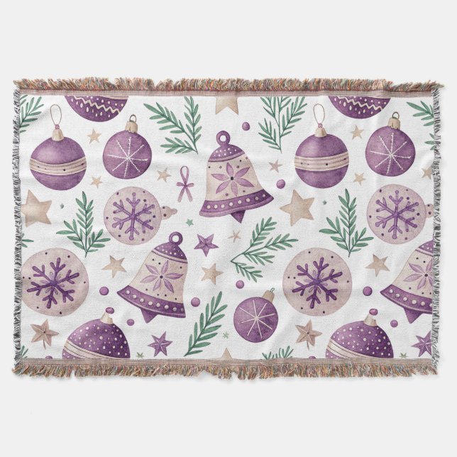 Couverture Purple Christmas Throw Blanket – Whimsical Winter  (Devant)