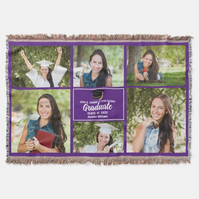 Couverture Purple Graduation Photo Collage Chic Custom (Devant)