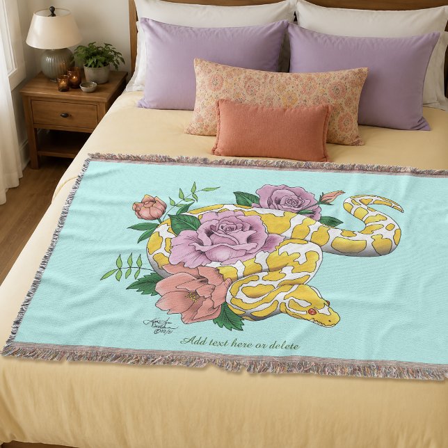 Couverture Python boule jaune albino Roses sarcelle (Créateur téléchargé)