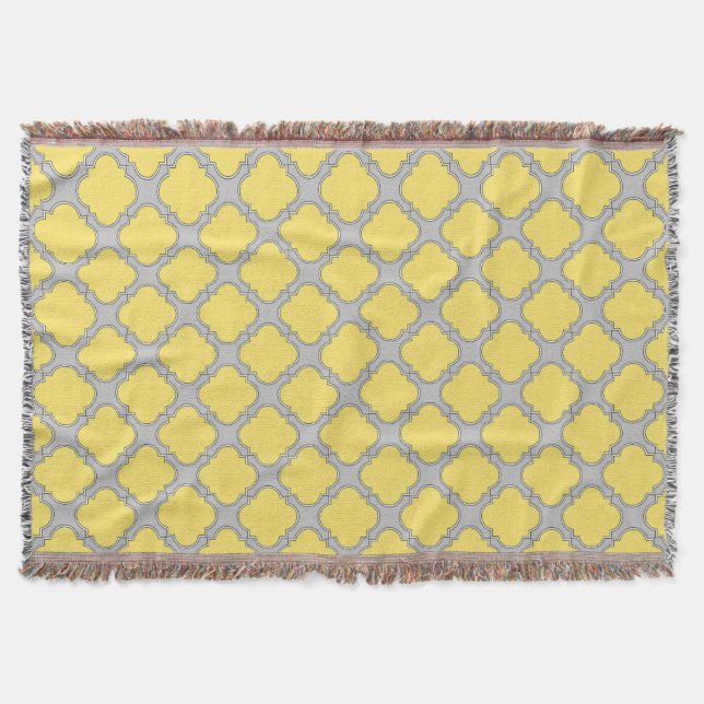 Couverture Quatrefoil jaune et gris (Devant)