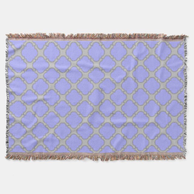 Couverture Quatrefoil periwinkle et gris (Devant)
