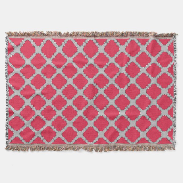 Couverture Quatrefoil rouge et gris (Devant)