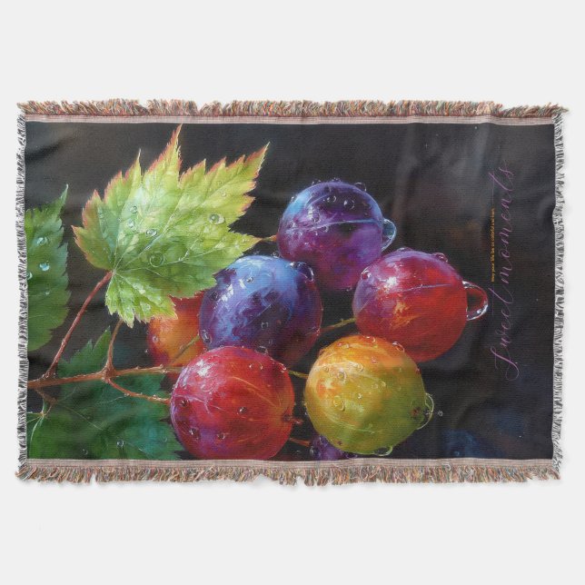Couverture Raisins et gouttes de rosée aquarelles vibrants (Devant)