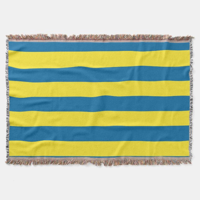Couverture Rayures | Bleu et jaune | Personnalisable (Devant)