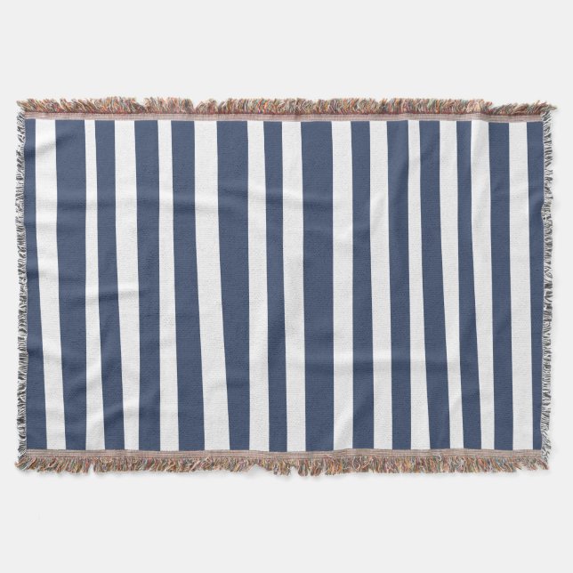 Couverture Râyures Bleu Marine Classiques | Style Marin Intem (Devant)