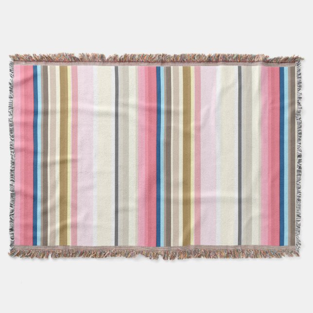 Couverture Rayures bleues, roses, amandes et café (Devant)