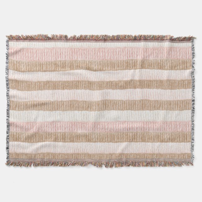 Couverture Rayures Crème Beige Rose (Devant)