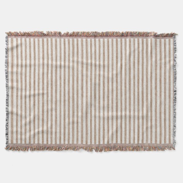 Couverture Rayures Crème Marron Confortables   (Devant)