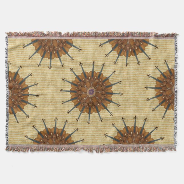 Couverture Rayures d'or avec des tournesols de violon (Devant)