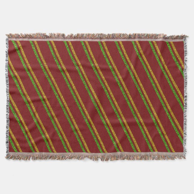 Couverture Rayures vertes et dorées Paillettes (Devant)